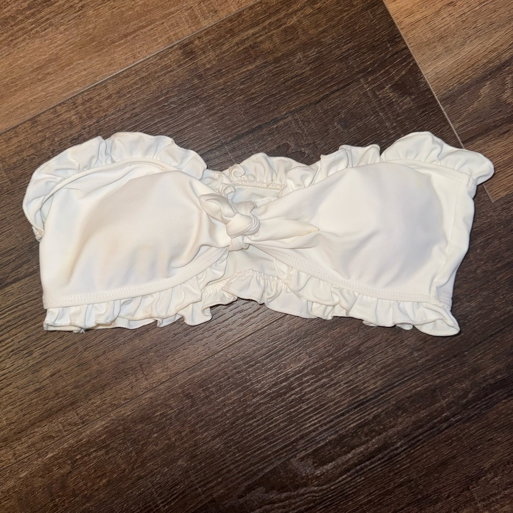 Cream Ruffled Bandeau Top